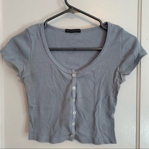 Blue button down tee